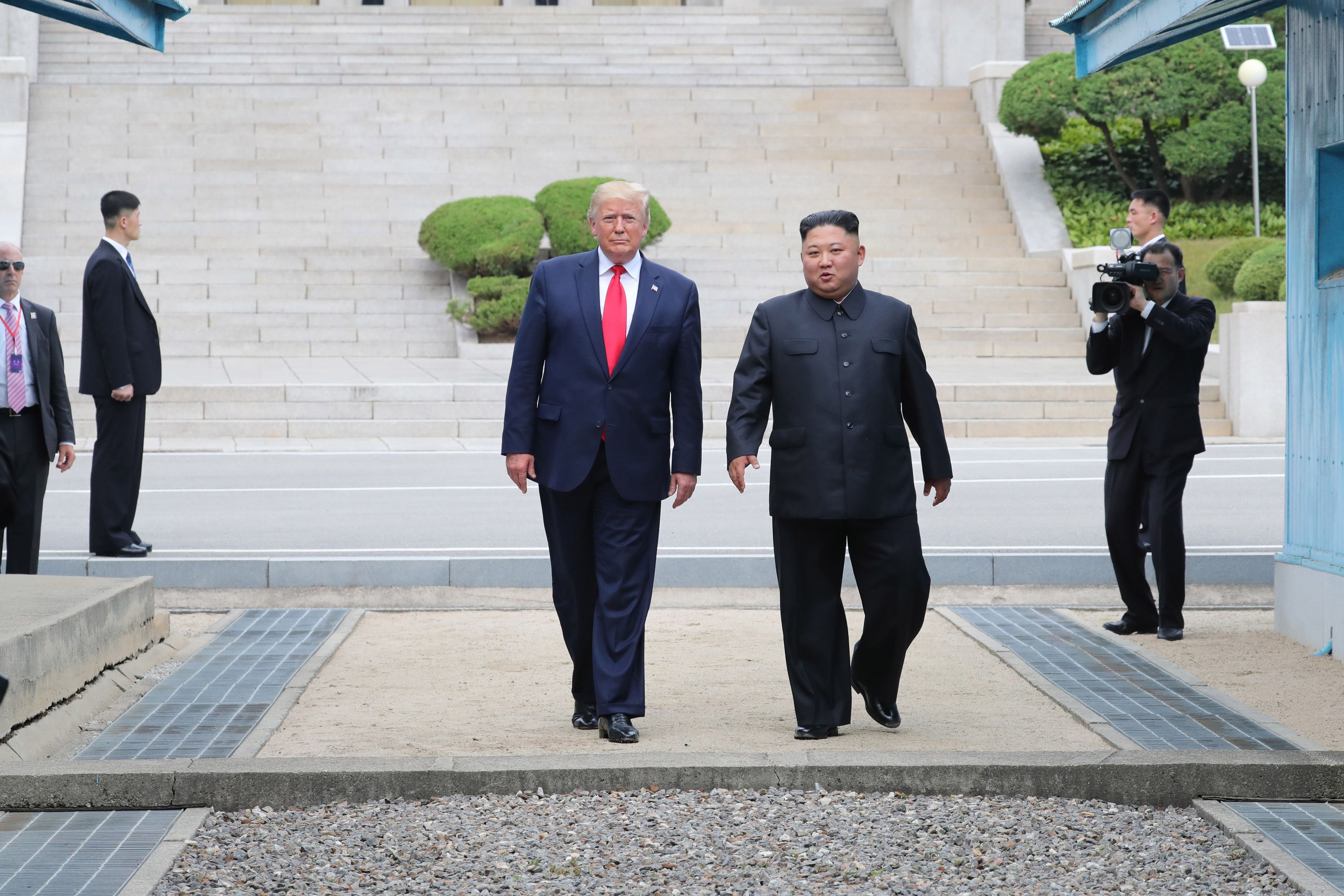 President Donald Trump inside the demilitarized zone (DMZ) separating the South and North Korea on June 30, 2019 in Panmunjom, South Korea.