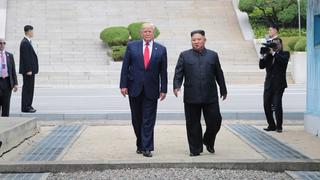 North Korean leader Kim Jong Un and U.S. President Donald Trump inside the demilitarized zone (DMZ) separating the South and North Korea on June 30, 2019 in Panmunjom, South Korea.