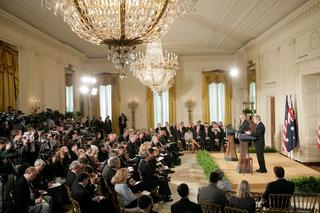 Joint press conference of President George W Bush and Prime Minister John Howard in the East Room of the White House, 16 May 2006