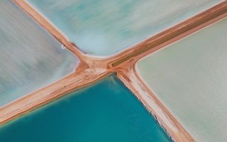 Aerial view of salt ponds