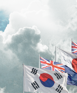 South Korea, New Zealand, Japan, Australia, NARO flags