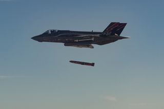 Test fire of a development Joint Strike Missile on the US Air Force’s F-35 Joint Strike Fighter. Image provided by Kongsberg Defence Australia, used by Defence with permission