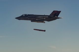 Test fire of a development Joint Strike Missile on the US Air Force’s F-35 Joint Strike Fighter. Image provided by Kongsberg Defence Australia, used by Defence with permission
