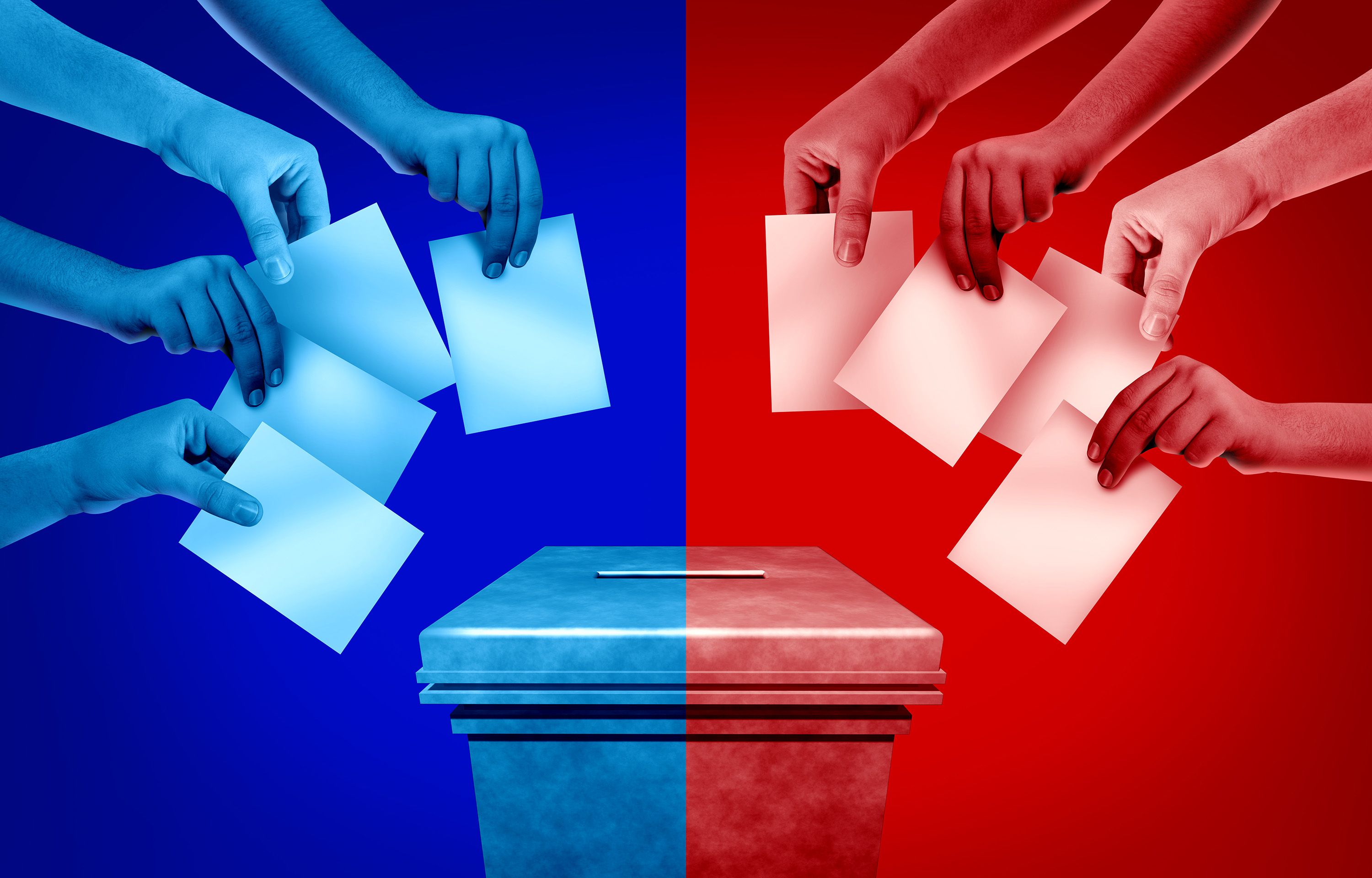 Graphic depicting Americans voting