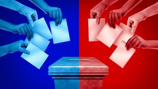 Graphic depicting Americans voting