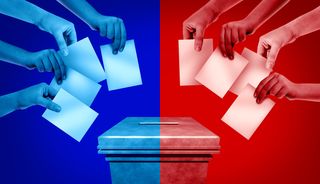 Graphic depicting Americans voting