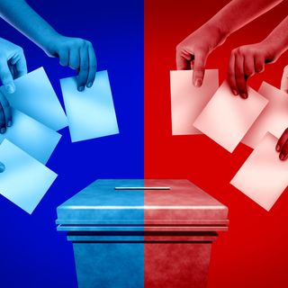 Graphic depicting Americans voting