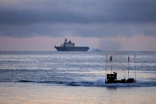 A Korean Amphibious Assault Vehicle approaches the shore at Shoalwater Bay Training Area during Talisman Sabre 2025.
