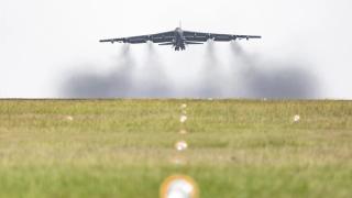A US Air Force B-52 Stratofortress Bomber takes off from RAAF Base Darwin during Exercise Diamond Storm 2019