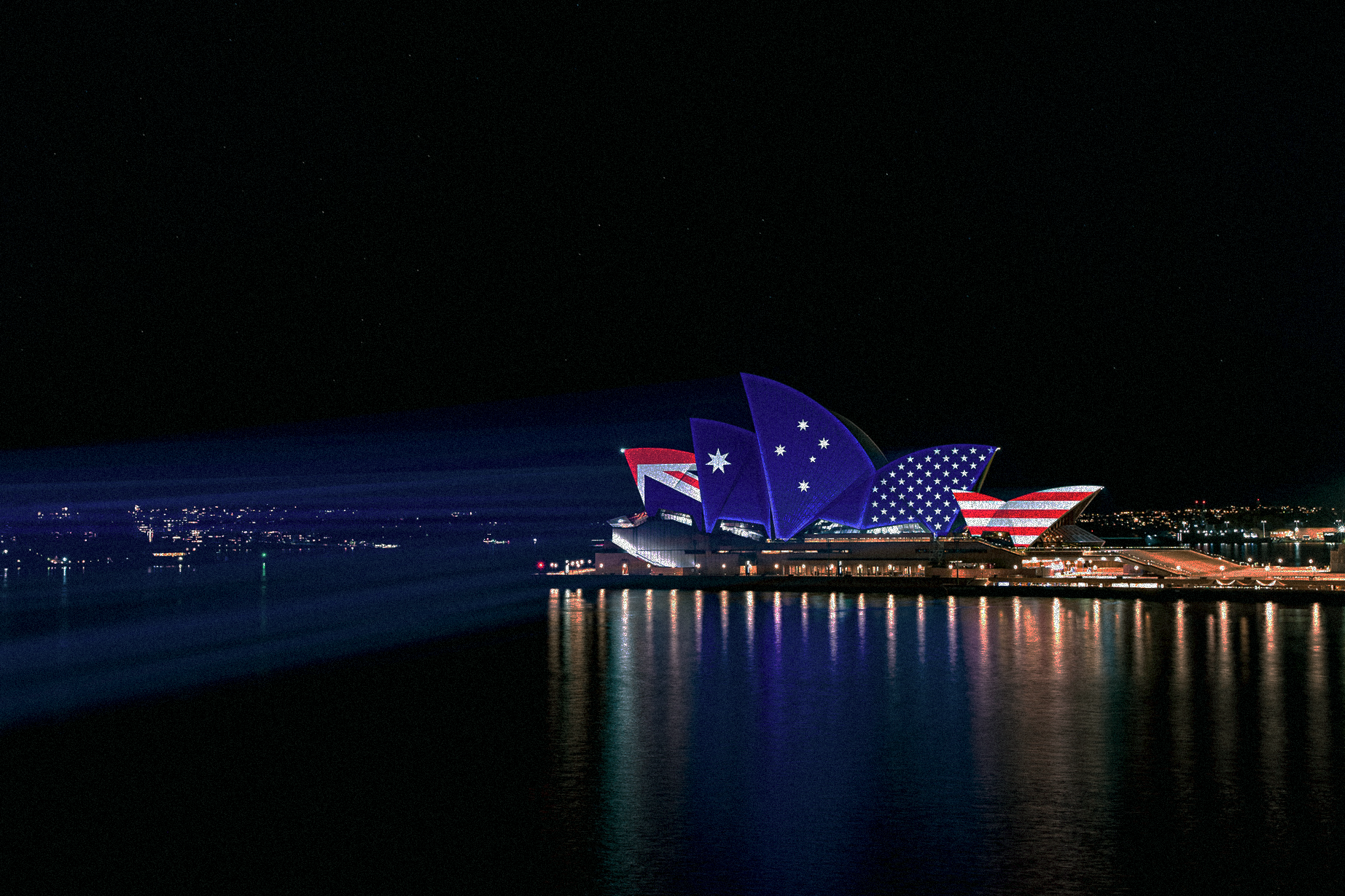 US flag projected on the Sydney Opera House