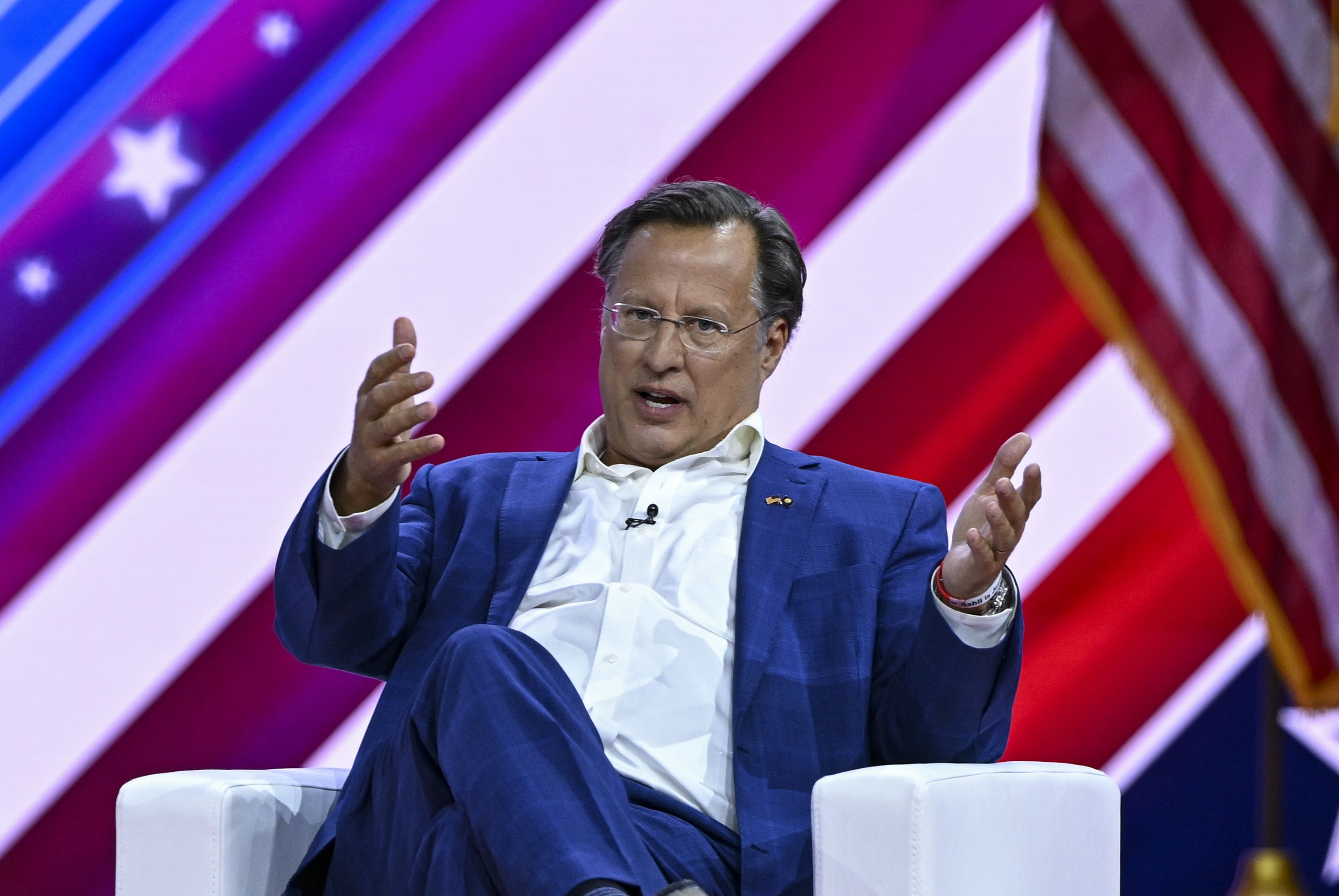 Former U.S. representative for Virginia's 7th congressional district and member of Republican Party Dave Brat speaks as he attends a panel named "Education for Dummies" during the 2023 Conservative Political Action Conference (CPAC) at the Gaylord National Resort and Convention Center in Maryland, United States on March 4, 2023. 