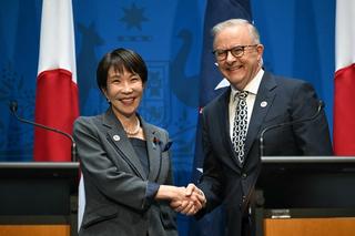Japanese Prime Minister Sanae Takaichi and Australian Prime Minister Anthony Albanese sign a joint agreement