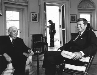 Prime Minister Robert Menzies with President John F Kennedy at the White House, 1963