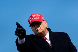 US President Donald Trump leaves after speaking during a Make America Great Again rally at Fayetteville Regional Airport November 2, 2020, in Fayetteville, North Carolina.