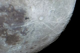 International Space Station and the moon