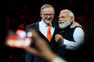 Australian Prime Minister Anthony Albanese and Indian Prime Minister Narendra Modi attend an Indian cultural event in Sydney, May 2023.