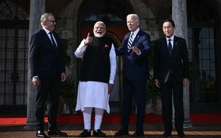 US President Joe Biden, US Secretary of State Antony Blinken, Japanese Prime Minister Fumio Kishida, Australian Prime Minister Anthony Albanese and Indian Prime Minister Narendra Modi during the Quadrilateral Summit at the Archmere Academy in Wilmington, Delaware, September 2024.
