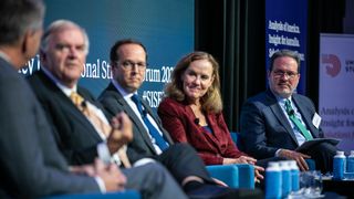 Michèle Flournoy, Adm. Phil Davidson, The Hon. Kim Beazley, Dr Evan Medieros and Dr Michael Green speaking at the Sydney International Strategy Forum
