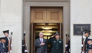 Defense Secretary James Mattis (L) and Chinese Defense Minister General Wei Fenghe (R) outside the Pentagon (November 2018)