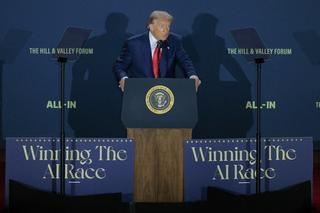 Donald Trump speaking at the 'Winning the AI Race' event.