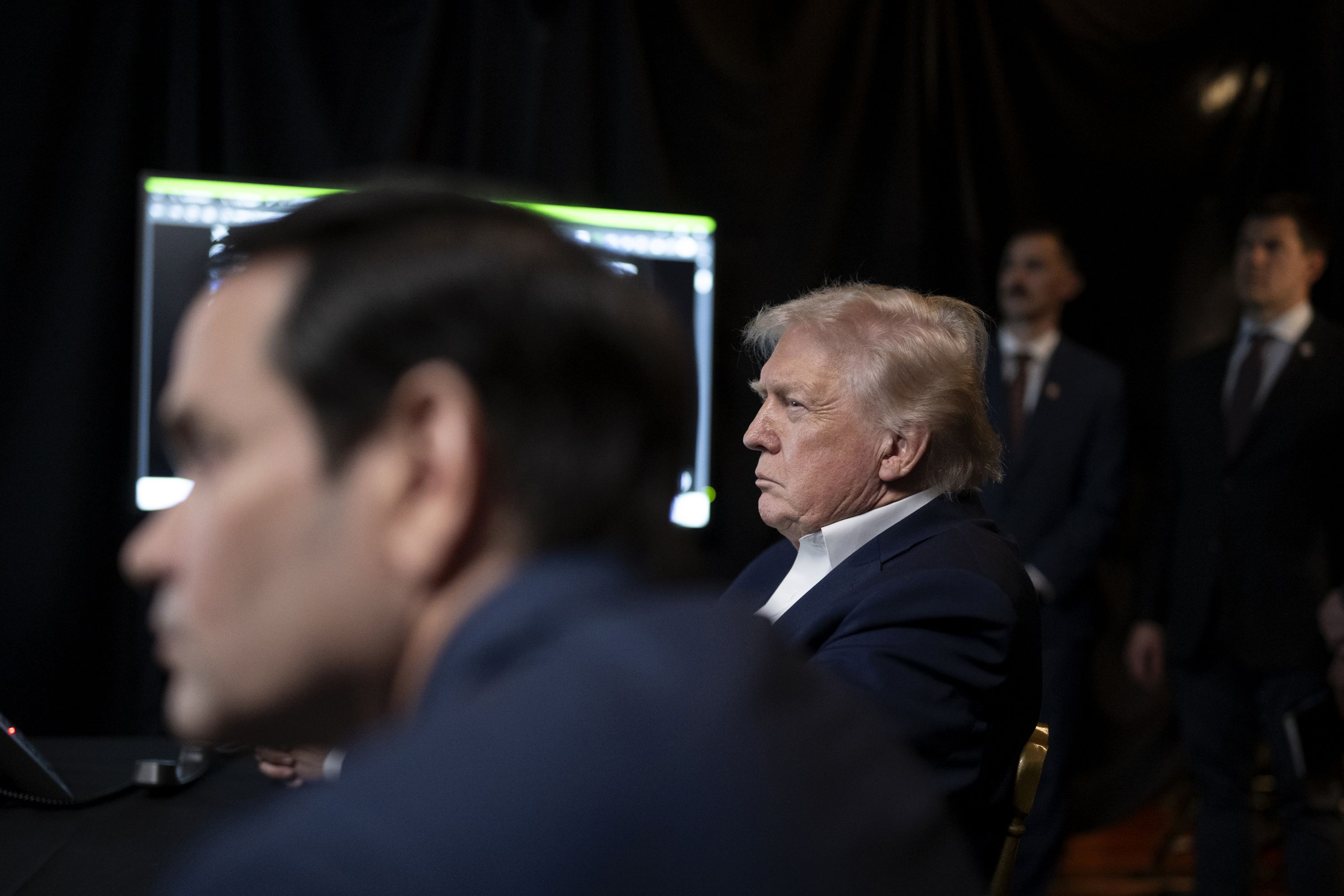 US President Donald Trump and Secretary of State Marco Rubio monitor US military operations in Venezuela, from Trump's Mar-a-Lago Club on January 3, 2026 in Palm Beach, Florida