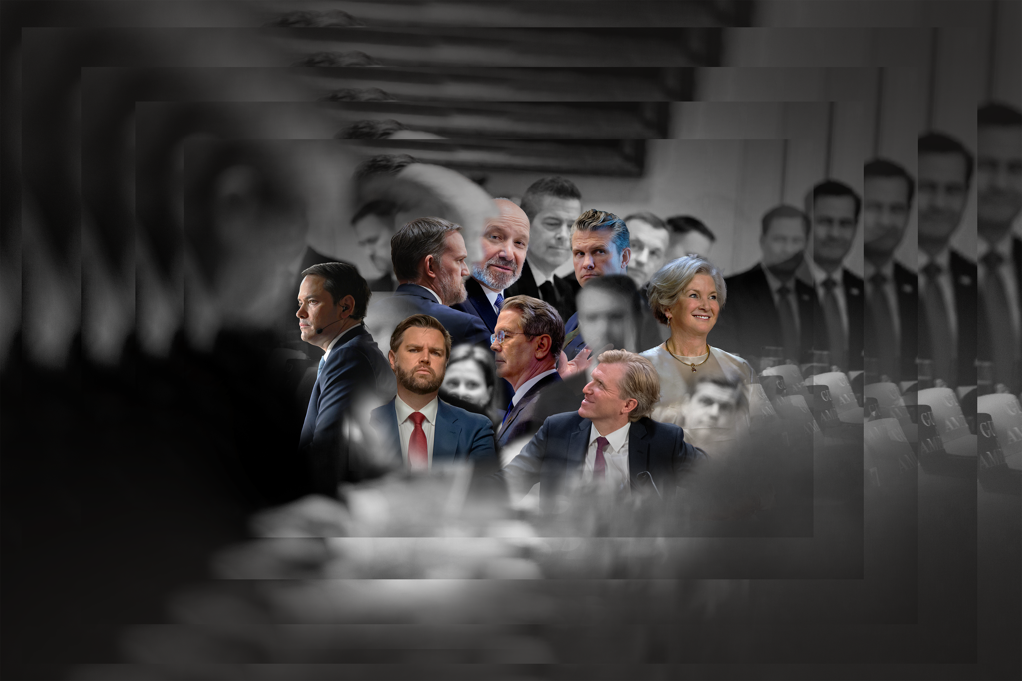 A collage photo of key figures within the Trump administration.