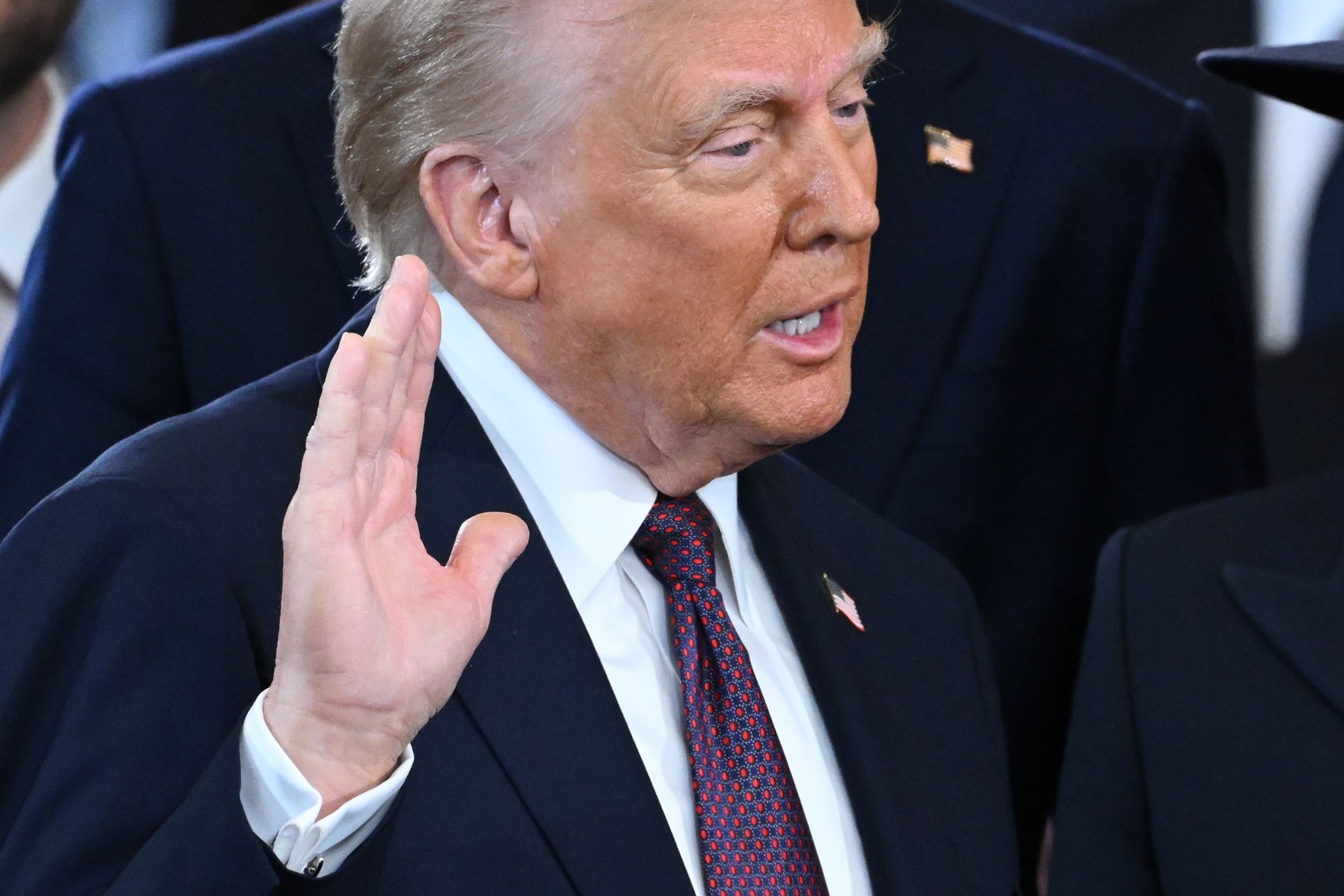 : Donald Trump is sworn as U.S. president in the U.S. Capitol Rotunda on January 20, 2025 in Washington, DC