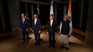 US President Joe Biden, Australian Prime Minister Anthony Albanese, Japanese Prime Minister Fumio Kishida and Indian Prime Minister Narendra Modi hold a Quad meeting on the sidelines of the G7 Leaders’ Summit in Hiroshima, 20 May 2023
