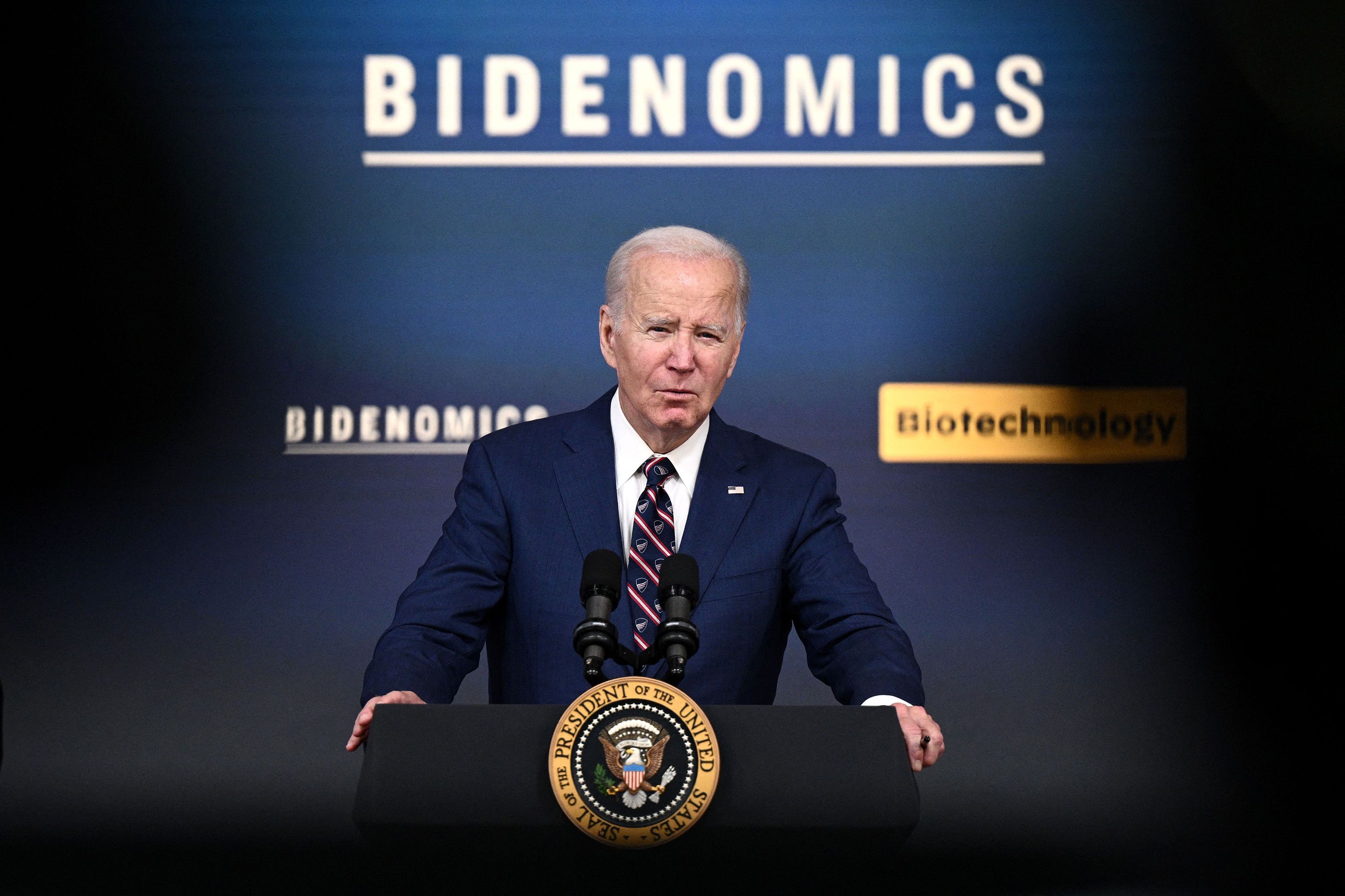US President Joe Biden delivers remarks on his Bidenomics agenda in Washington DC, October 2023. 