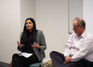Person talking to an audience at an event hosted by the Centre.