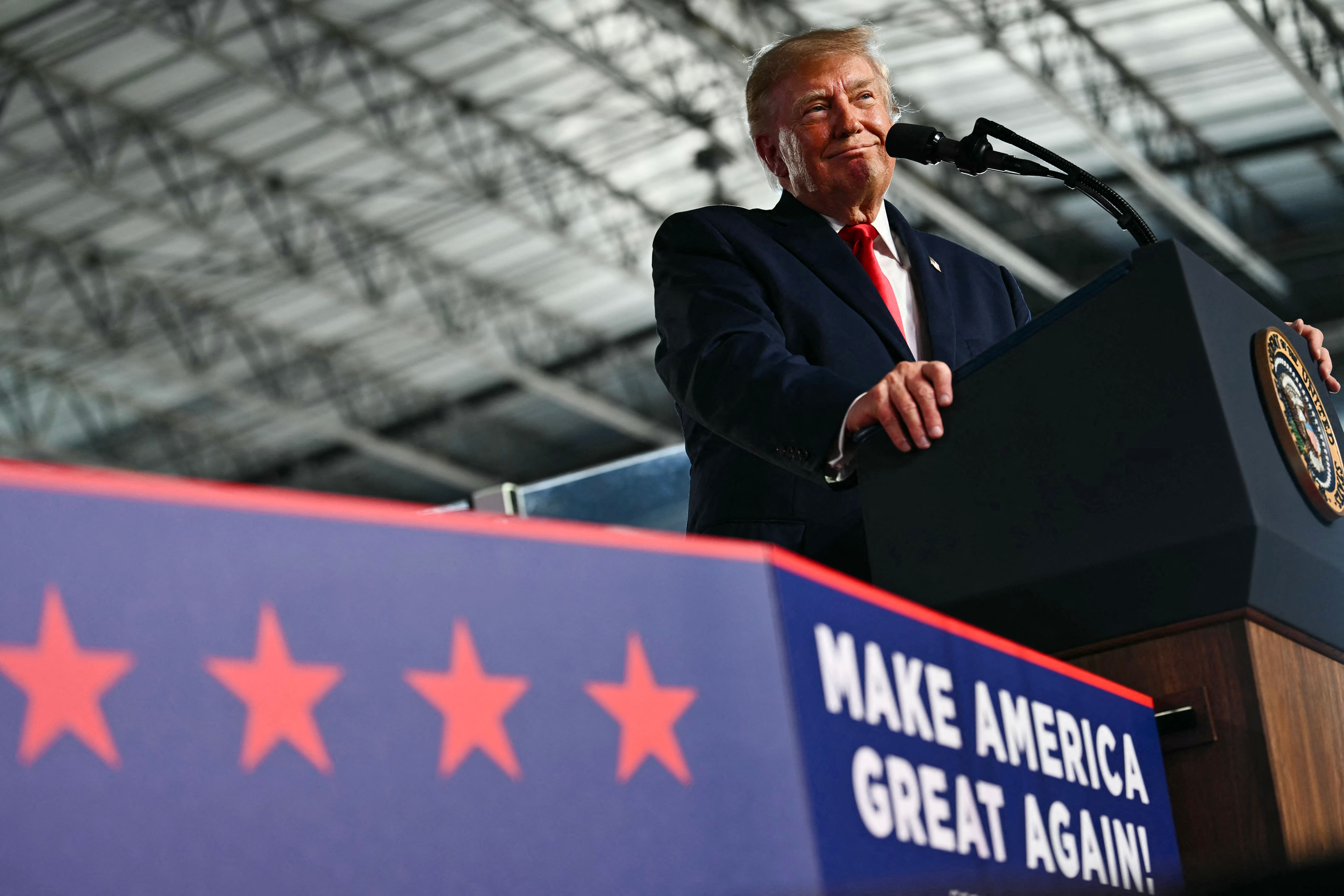 US President Donald Trump speaks at a midterm campaign rally at Port of Corpus Christi in Corpus Christi, Texas on October 27, 2026.
