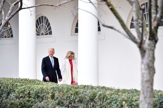 Vice President Joe Biden and Dr Jill Biden leave the White House for the final time ahead of the inauguration of Donald Trump, January 2017