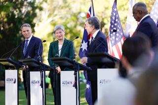 Australian Deputy Prime Minister and Minister for Defence, the Honourable Richard Marles MP, Australian Minister for Foreign Affairs, Senator the Honourable Penny Wong, US Secretary of State Antony Blinken and US Secretary of Defense Lloyd J. Austin III at the 33rd AUSMIN Consultations in Brisbane, July 2023