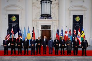 US President Joe Biden and leaders from the Pacific Islands region pose for a photograph to commemorate the first-ever US-Pacific Island Country Summit at the White House, September 2022