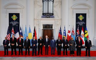 US President Joe Biden and leaders from the Pacific Islands region pose for a photograph to commemorate the first-ever US-Pacific Island Country Summit at the White House, September 2022