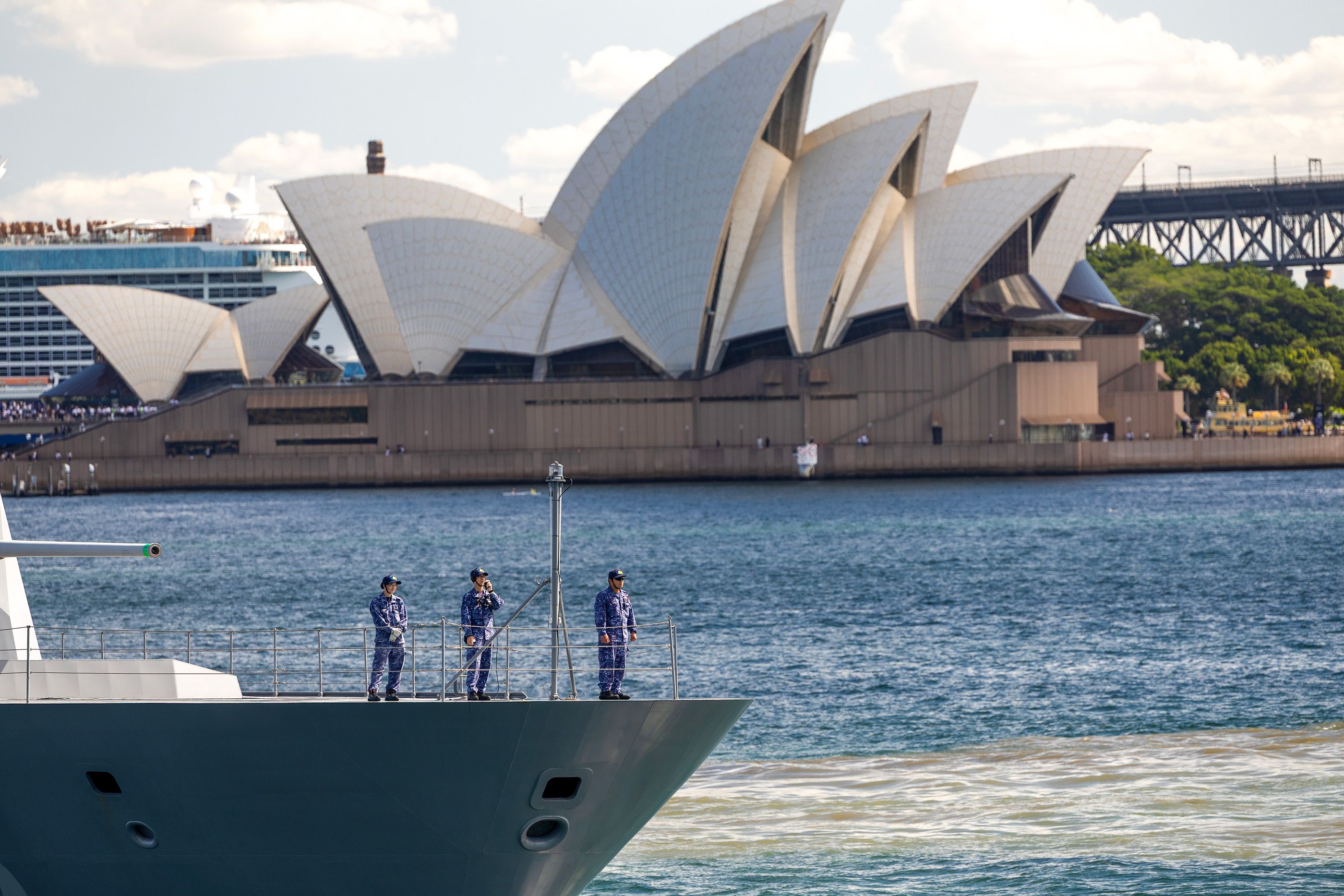 Japan Maritime Self-Defense Force Mogami class frigate, JS Kumano departs Fleet Base East, Sydney ahead of the naval exercise component of Exercise KAKADU 2026.