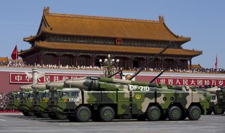 DF-21D ‘carrier killer’ missile trucks roll past Tiananmen Square Gate (September 2015)