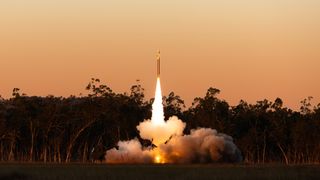 A Japanese Ground Self Defence Force Chū-SAM Medium-Range Surface-to-Air Missile system fires during a combined joint live fire activity at Shoalwater Bay Training Area as part of Exercise Talisman Sabre 2025.