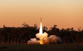 A Japanese Ground Self Defence Force Chū-SAM Medium-Range Surface-to-Air Missile system fires during a combined joint live fire activity at Shoalwater Bay Training Area as part of Exercise Talisman Sabre 2025.
