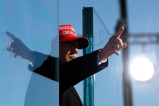 Republican presidential nominee, former U.S. President Donald Trump holds a campaign rally at Lancaster Airport on November 03, 2024 in Lititz, Pennsylvania.