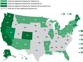 US states with legalised marijuana use
