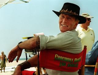 Paul Hogan on set in Venice Beach, California in 2000