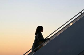 Kamala Harris boards her plane.