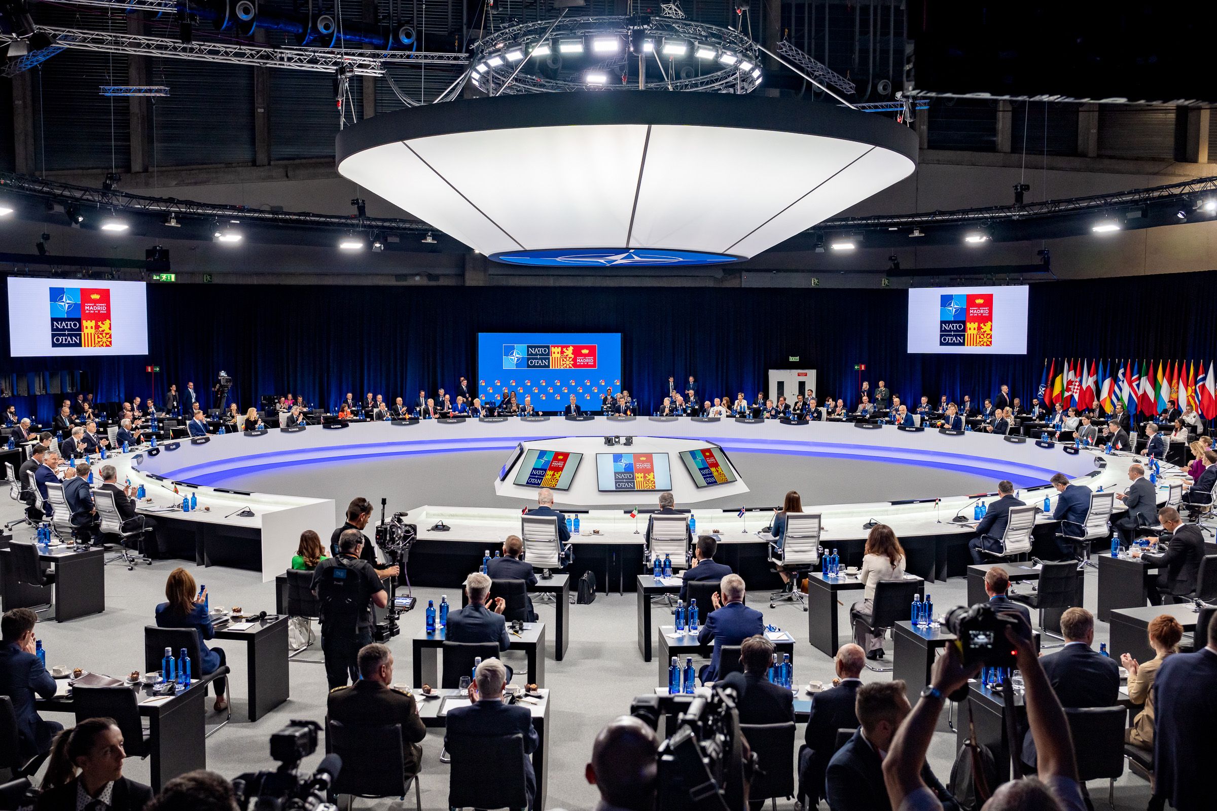 US President Joe Biden attends a North Atlantic Council Session during the NATO Summit at IFEMA Madrid, June 2022.