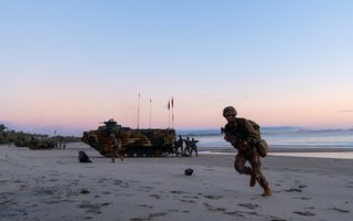 Soldiers from the Republic of Korea Marine Corps conducts an amphibious assault during Exercise Talisman Sabre 2025 in Australia.