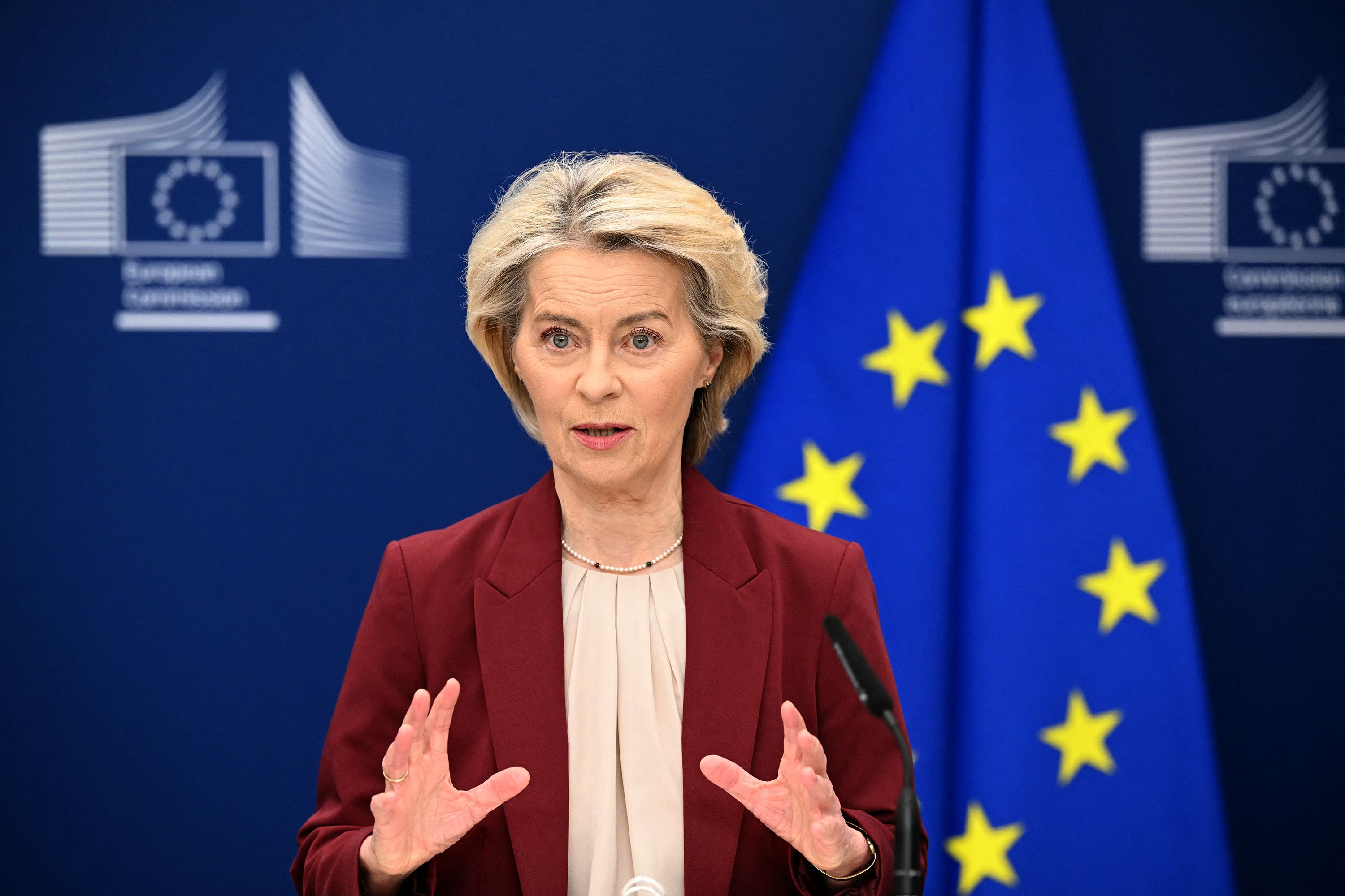 European Commission President Ursula Von der Leyen attends a press confrence in Brussels in December 2025. 