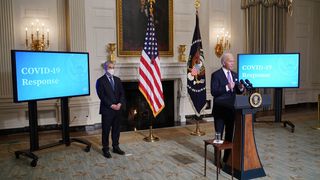 US President Joe Biden speaks on COVID-19 response at the White House, January 2021
