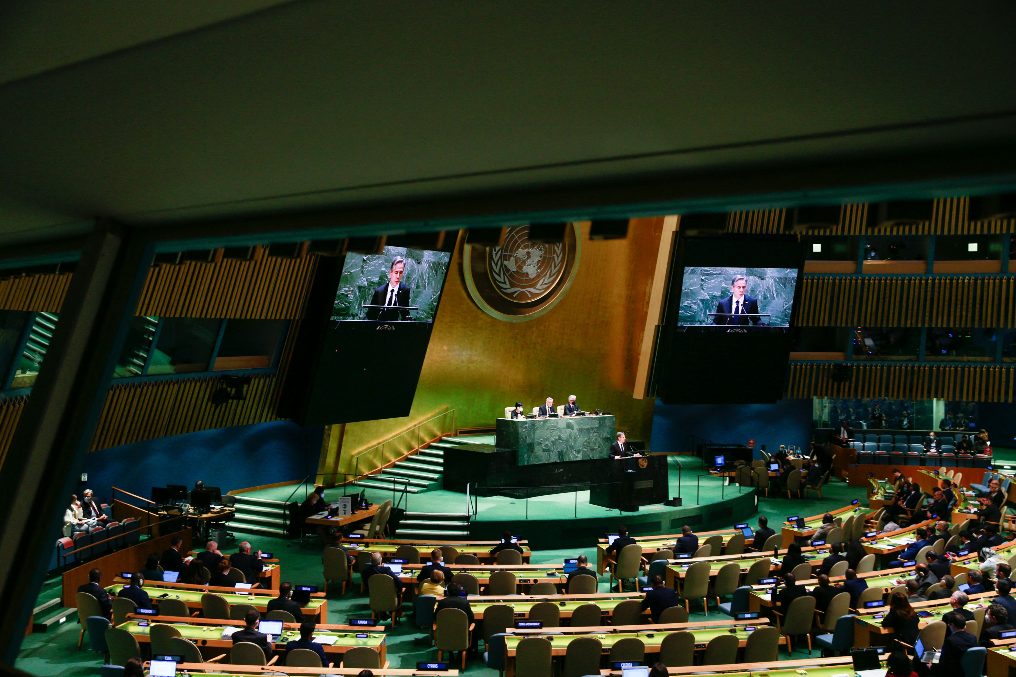 US Secretary of State Antony Blinken speaks during the 2022 Review Conference of the Parties to the Treaty on the Non-Proliferation of Nuclear Weapons at the United Nations in New York City on August 1, 2022