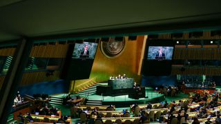 US Secretary of State Antony Blinken speaks during the 2022 Review Conference of the Parties to the Treaty on the Non-Proliferation of Nuclear Weapons at the United Nations in New York City on August 1, 2022