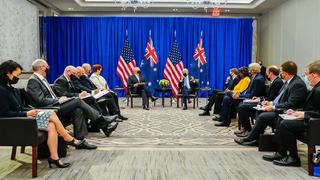 President Joe Biden and Prime Minister Scott Morrison participate in a bilateral meeting in New York, 21 September 2021. 